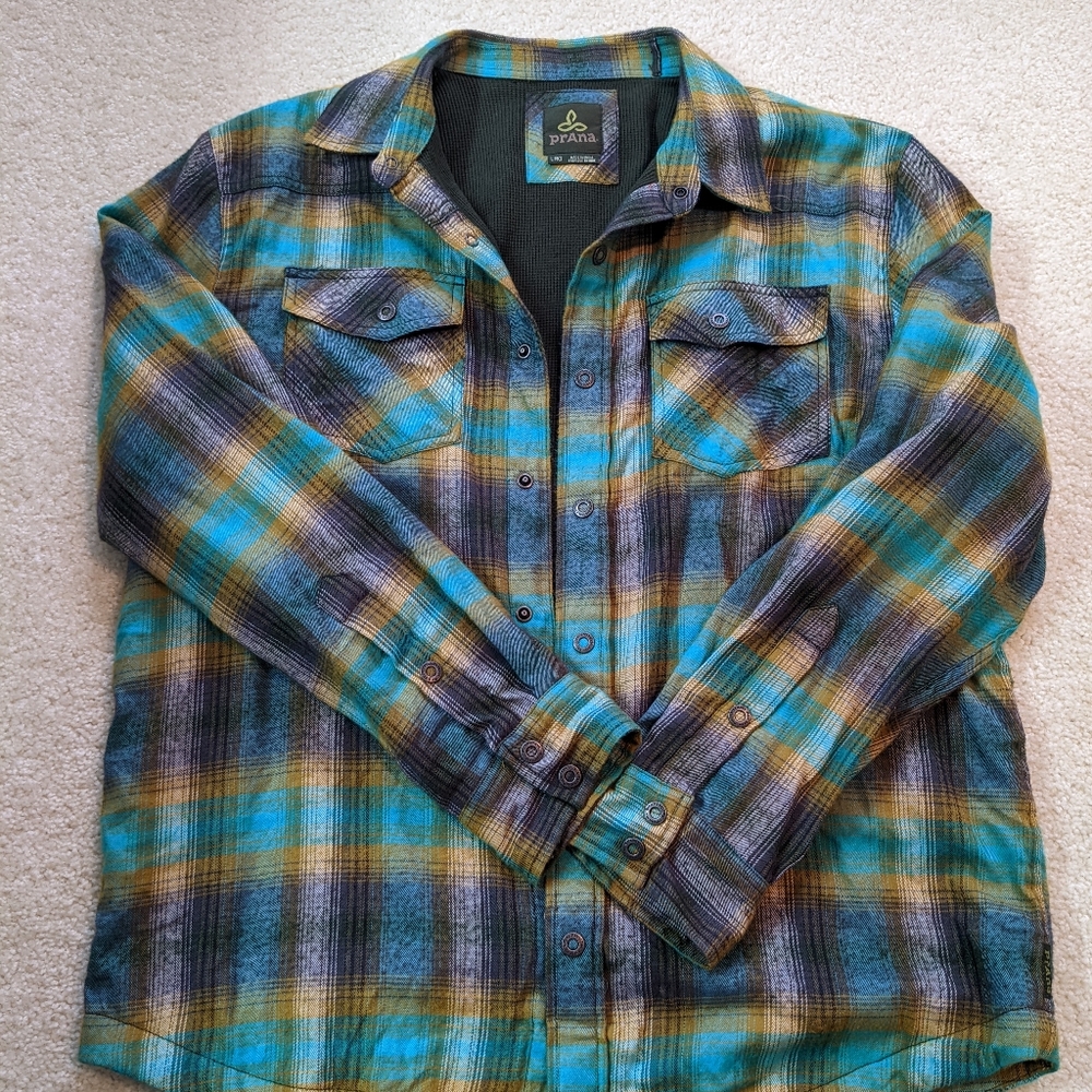 Prana size large long sleeve lined flannel shirt